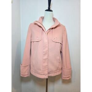 Chico's Casey Smooth Plush Zip Up Fleece Jacket Coat Peruvian Pink Size 2 L